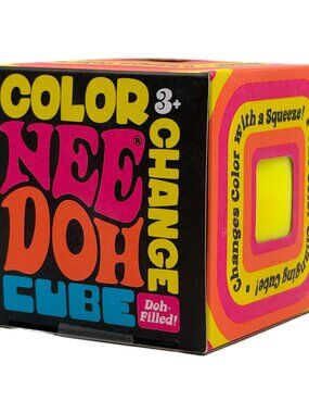 Schylling NeeDoh Color Change Cube Sensory Fidget Squish Toy Yellow